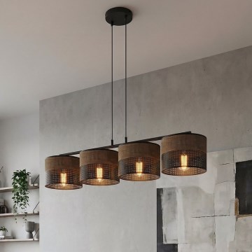 Lustre suspenso com cabo KARBON 4xE27/15W/230V preto/castanho