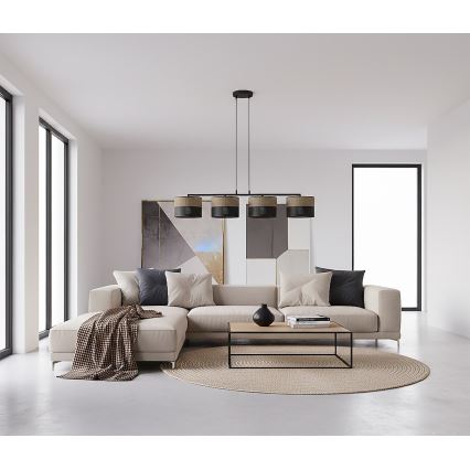 Lustre suspenso com cabo KARBON 4xE27/15W/230V preto/castanho