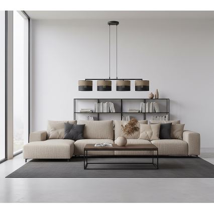 Lustre suspenso com cabo KARBON 4xE27/15W/230V preto/castanho