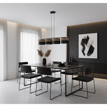 Lustre suspenso com cabo KARBON 4xE27/15W/230V preto/castanho