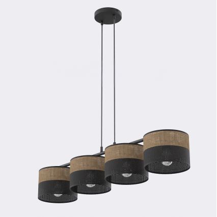 Lustre suspenso com cabo KARBON 4xE27/15W/230V preto/castanho
