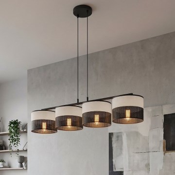 Lustre suspenso com cabo KARBON 4xE27/15W/230V preto/cinza
