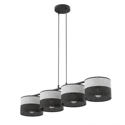 Lustre suspenso com cabo KARBON 4xE27/15W/230V preto/cinza