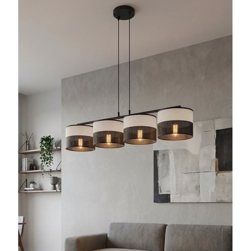 Lustre suspenso com cabo KARBON 4xE27/15W/230V preto/cinza