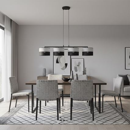 Lustre suspenso com cabo KARBON 4xE27/15W/230V preto/cinza
