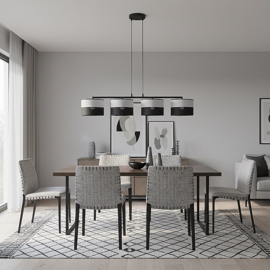 Lustre suspenso com cabo KARBON 4xE27/15W/230V preto/cinza