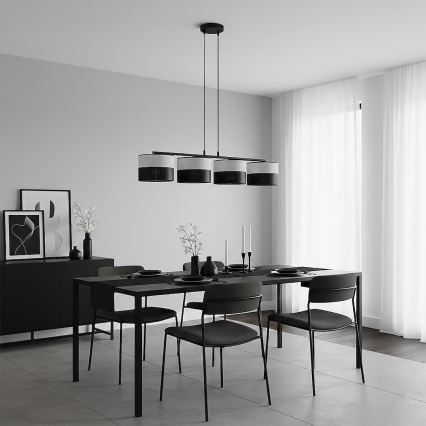 Lustre suspenso com cabo KARBON 4xE27/15W/230V preto/cinza