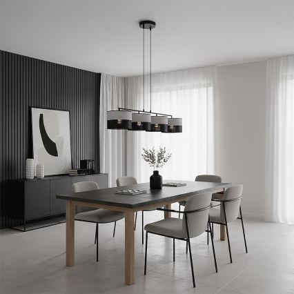 Lustre suspenso com cabo KARBON 4xE27/15W/230V preto/cinza