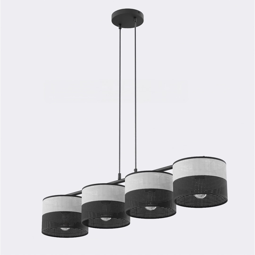Lustre suspenso com cabo KARBON 4xE27/15W/230V preto/cinza