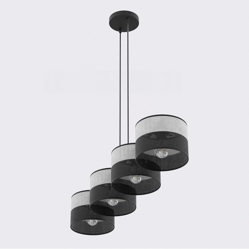 Lustre suspenso com cabo KARBON 4xE27/15W/230V preto/cinza