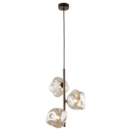 Lustre suspenso com cabo LAVA 3xG9/8W/230V bronze/bege fumê