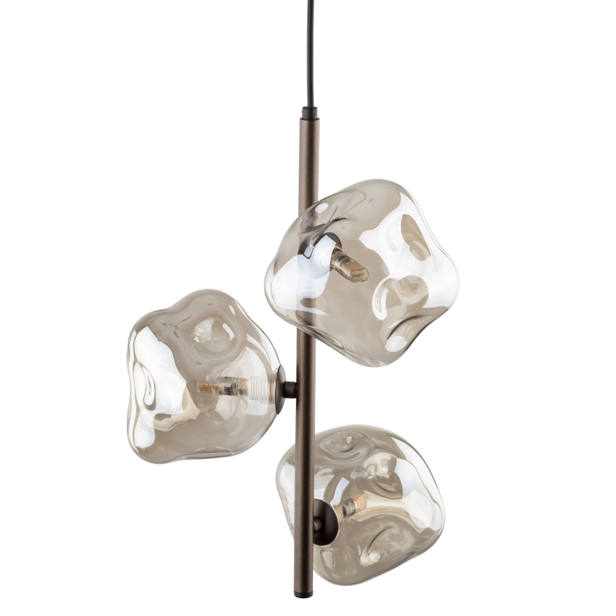 Lustre suspenso com cabo LAVA 3xG9/8W/230V bronze/bege fumê