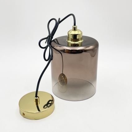 Lustre suspenso com cabo LIAH 1xE27/15W/230V dourado/castanho fumê