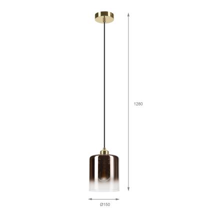 Lustre suspenso com cabo LIAH 1xE27/15W/230V dourado/castanho fumê