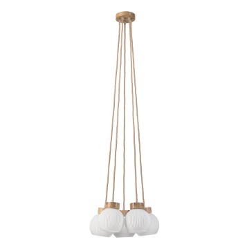 Lustre suspenso com cabo LOOMIS 5xE27/15W/230V 130 cm bege/carvalho