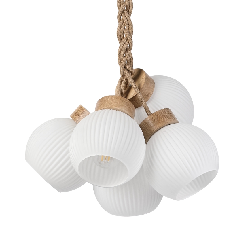 Lustre suspenso com cabo LOOMIS 5xE27/15W/230V 130 cm bege/carvalho