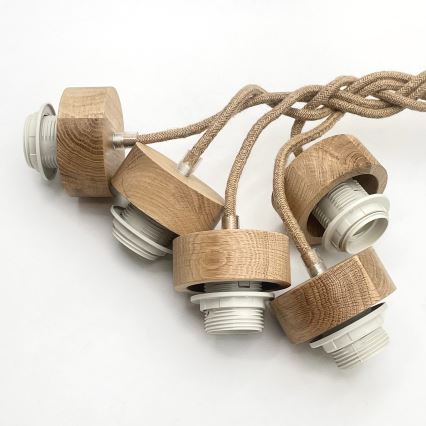 Lustre suspenso com cabo LOOMIS 5xE27/15W/230V 130 cm bege/carvalho