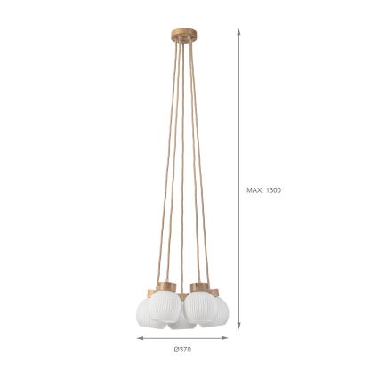 Lustre suspenso com cabo LOOMIS 5xE27/15W/230V 130 cm bege/carvalho