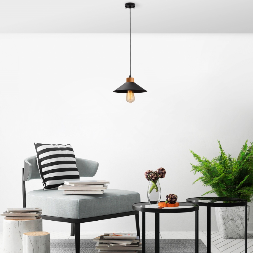 Lustre suspenso com cabo MANAVGAT 1xE27/40W/230V preto/castanho