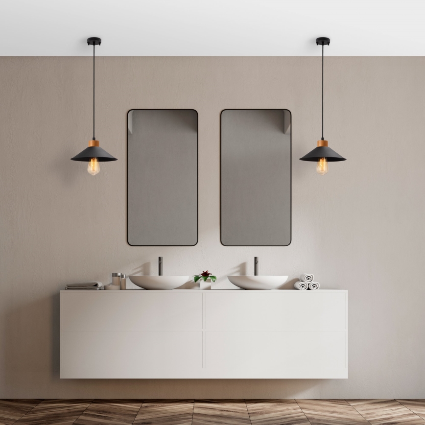 Lustre suspenso com cabo MANAVGAT 1xE27/40W/230V preto/castanho