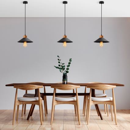 Lustre suspenso com cabo MANAVGAT 1xE27/40W/230V preto/castanho