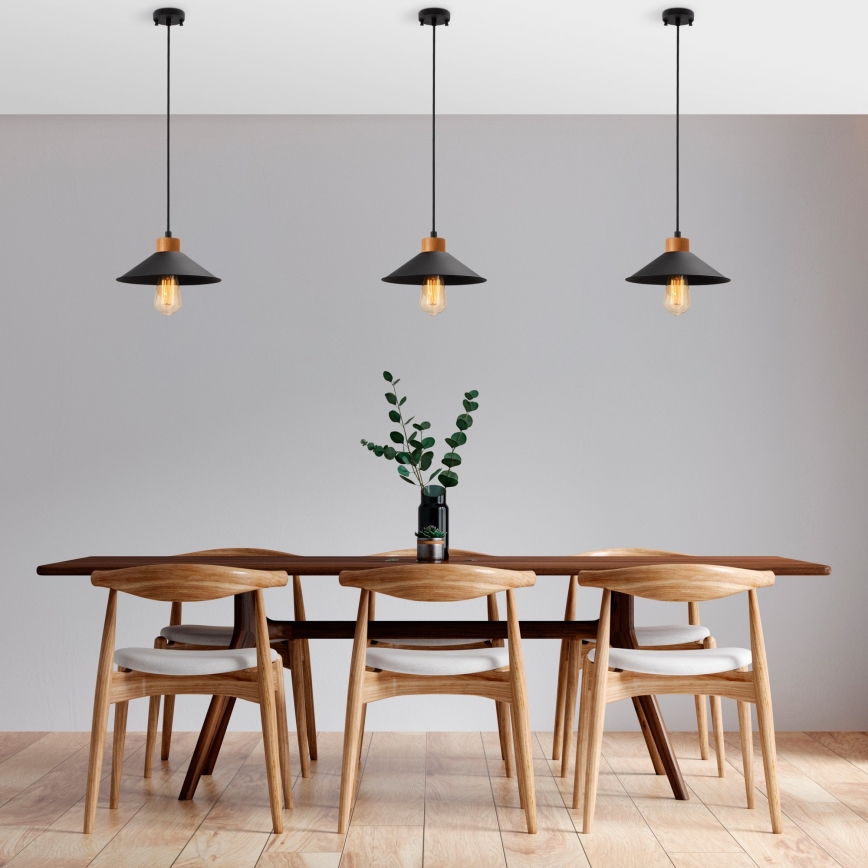 Lustre suspenso com cabo MANAVGAT 1xE27/40W/230V preto/castanho