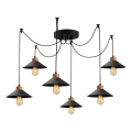 Lustre suspenso com cabo MANAVGAT 6xE27/40W/230V, estilo aranha, preto/marrom