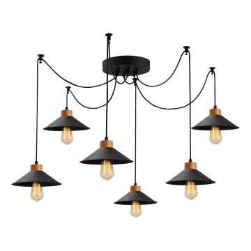 Lustre suspenso com cabo MANAVGAT 6xE27/40W/230V, estilo aranha, preto/marrom