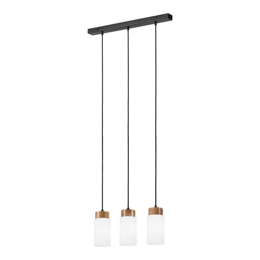 Lustre suspenso com cabo MARKUS 3xE27/15W/230V preto/carvalho