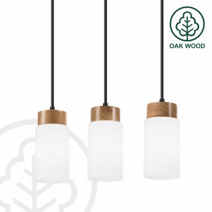 Lustre suspenso com cabo MARKUS 3xE27/15W/230V preto/carvalho