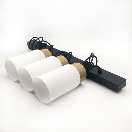 Lustre suspenso com cabo MARKUS 3xE27/15W/230V preto/carvalho
