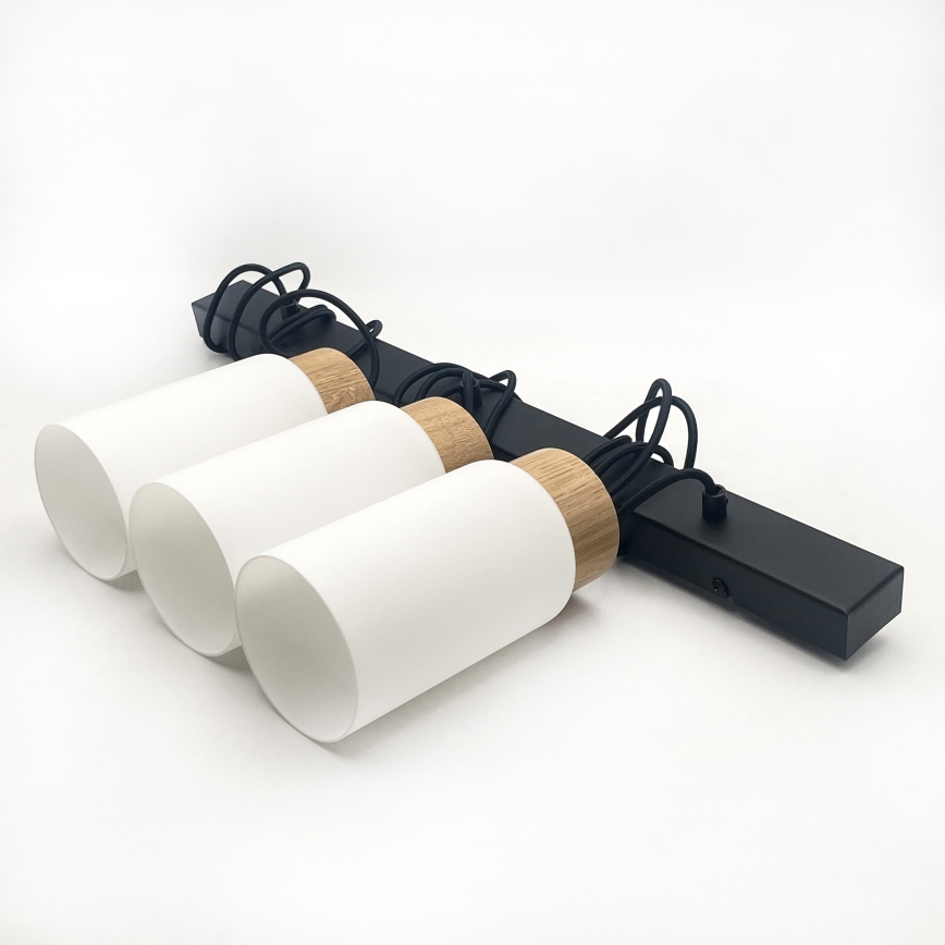 Lustre suspenso com cabo MARKUS 3xE27/15W/230V preto/carvalho
