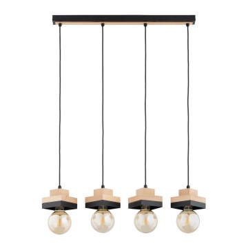 Lustre suspenso com cabo MIKO 4xE27/15W/230V preto/bege