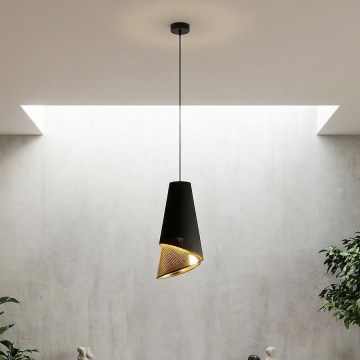 Lustre suspenso com cabo MODA 1xE27/15W/230V preto/dourado