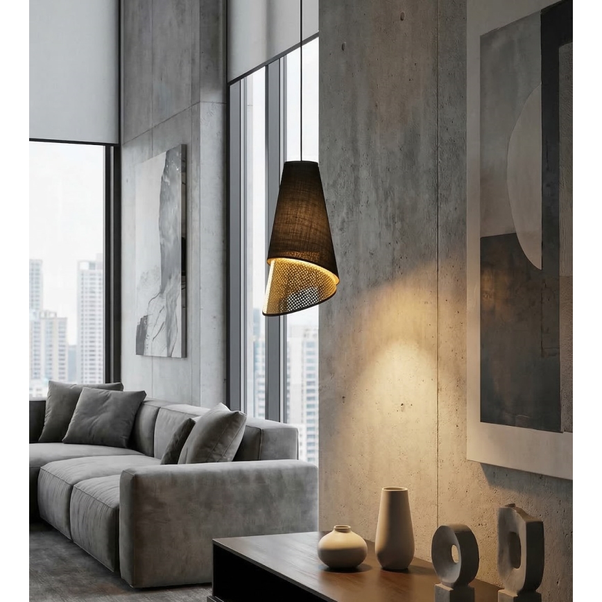 Lustre suspenso com cabo MODA 1xE27/15W/230V preto/dourado