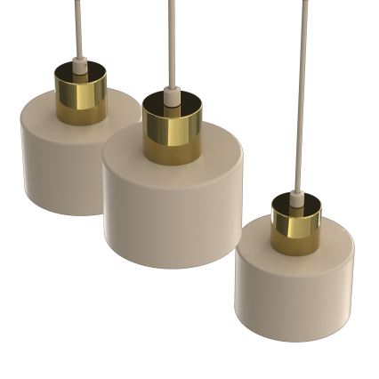 Lustre suspenso com cabo PARKLA 3xE27/15W/230V bege/dourado