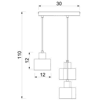 Lustre suspenso com cabo PARKLA 3xE27/15W/230V bege/dourado