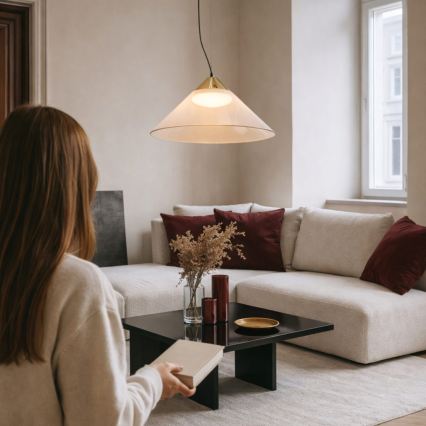 Lustre suspenso com cabo PRESTO 1xGX53/10W/230V Ø 42 cm dourado/bege fumê