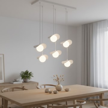Lustre suspenso com cabo RITUAL 6xG9/8W/230V branco