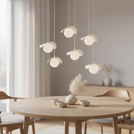 Lustre suspenso com cabo RITUAL 6xG9/8W/230V branco