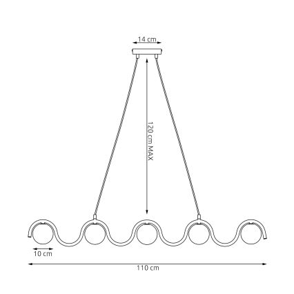 Lustre suspenso com cabo SINUS 5xG9/8W/230V preto