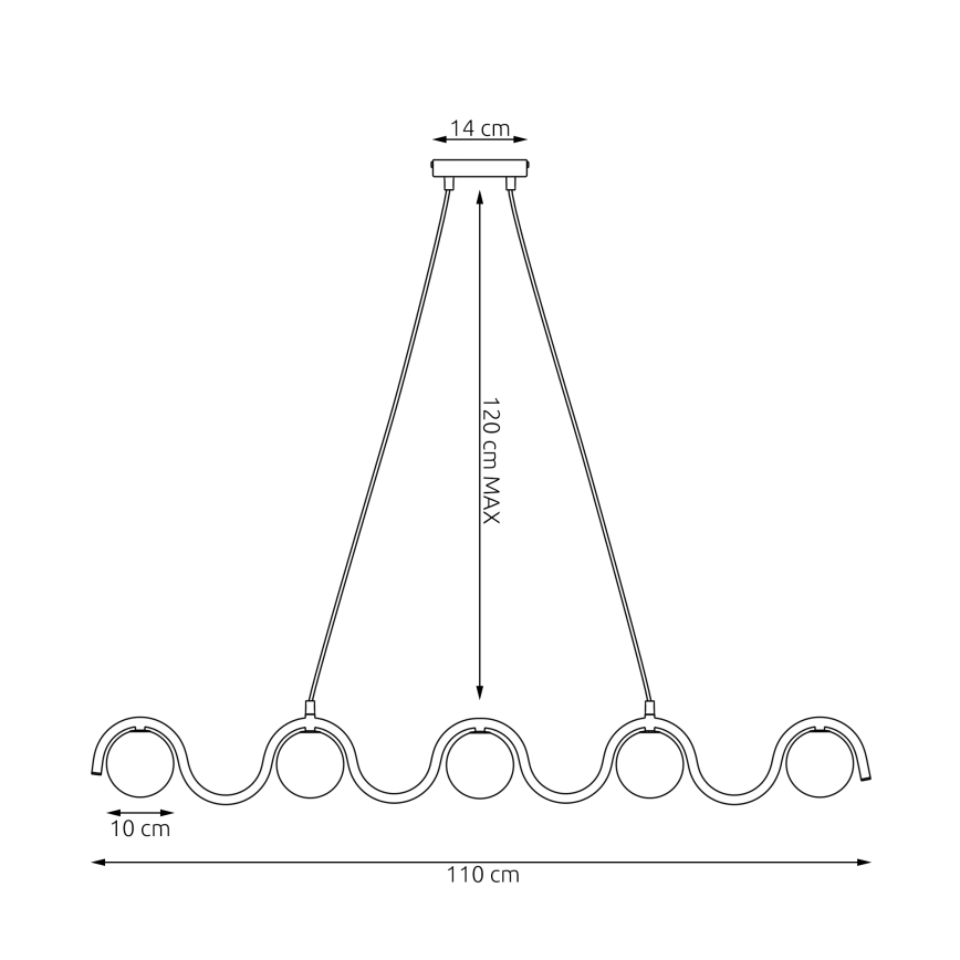 Lustre suspenso com cabo SINUS 5xG9/8W/230V preto
