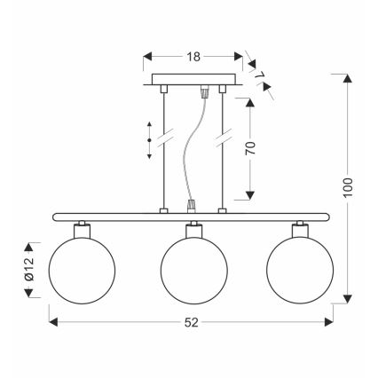 Lustre suspenso com cabo SOMUL 3xG9/20W/230V preto fumado