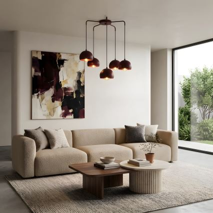 Lustre suspenso com cabo SOOL 5xE27/15W/230V bordô