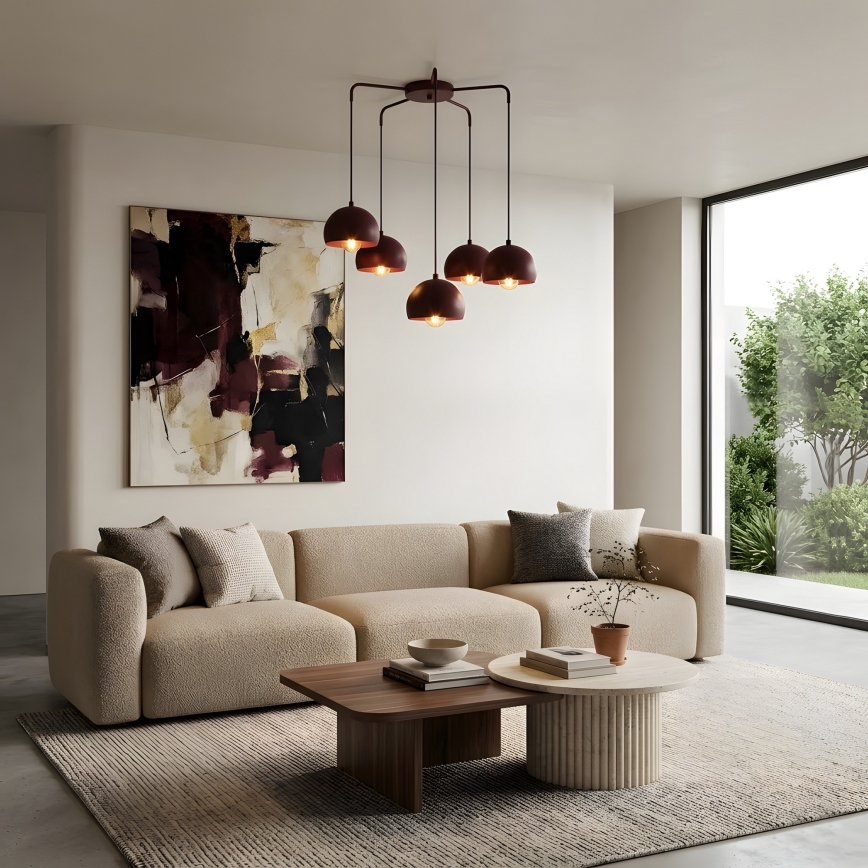 Lustre suspenso com cabo SOOL 5xE27/15W/230V bordô