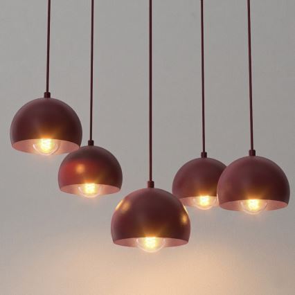 Lustre suspenso com cabo SOOL 5xE27/15W/230V bordô