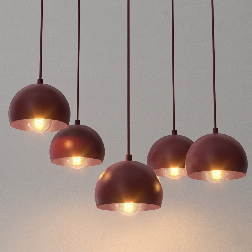 Lustre suspenso com cabo SOOL 5xE27/15W/230V bordô