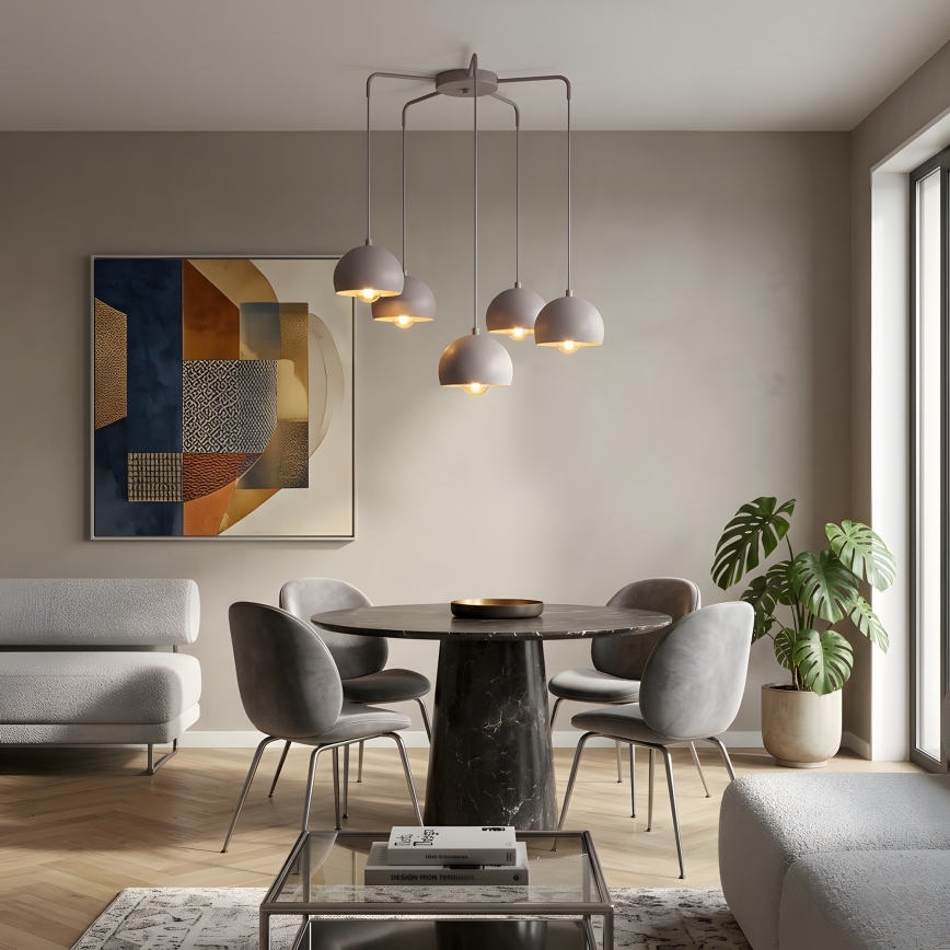 Lustre suspenso com cabo SOOL 5xE27/15W/230V creme