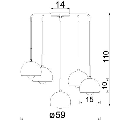 Lustre suspenso com cabo SOOL 5xE27/15W/230V creme