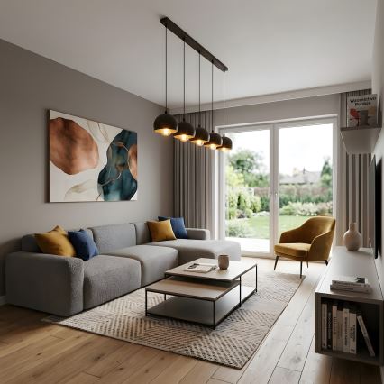 Lustre suspenso com cabo SOOL 5xE27/15W/230V preto
